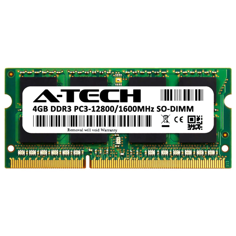 A-Tech 4GB DDR3 1600MHz PC3-12800 CL11 SODIMM 204-Pin Non-ECC SO-DIMM Laptop, Notebook RAM Memory Module