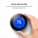 Google Nest Learning Thermostat - Programmable Smart Thermostat for Home - 3rd Generation Nest Thermostat - Works with Alexa - Black (Black, Thermostat Only)