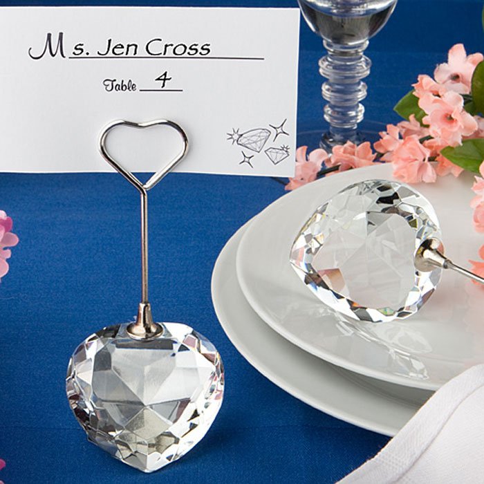 Fashioncraft Choice Crystal Collection Double Heart Design Place Card Holders