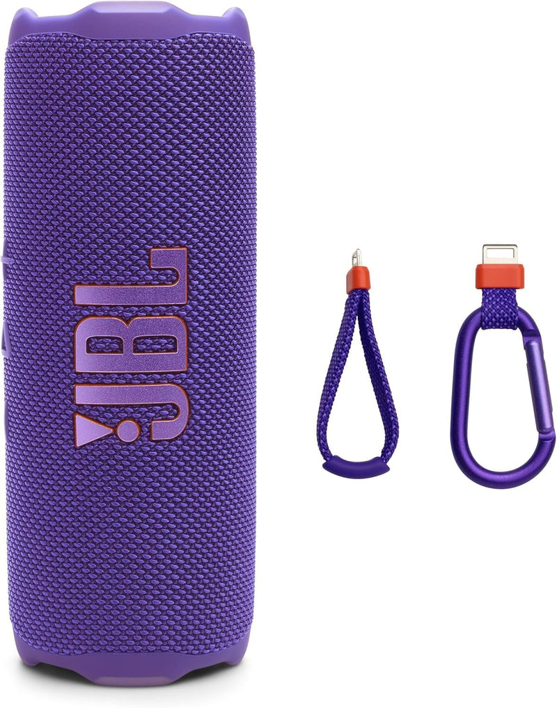 JBL Flip 7 - Portable Waterproof and Drop-Proof Speaker, Bold Pro Sound with AI Sound Boost, 16Hrs of Playtime, and PushLock System with Interchangeable Accessories (Purple) (Renewed)