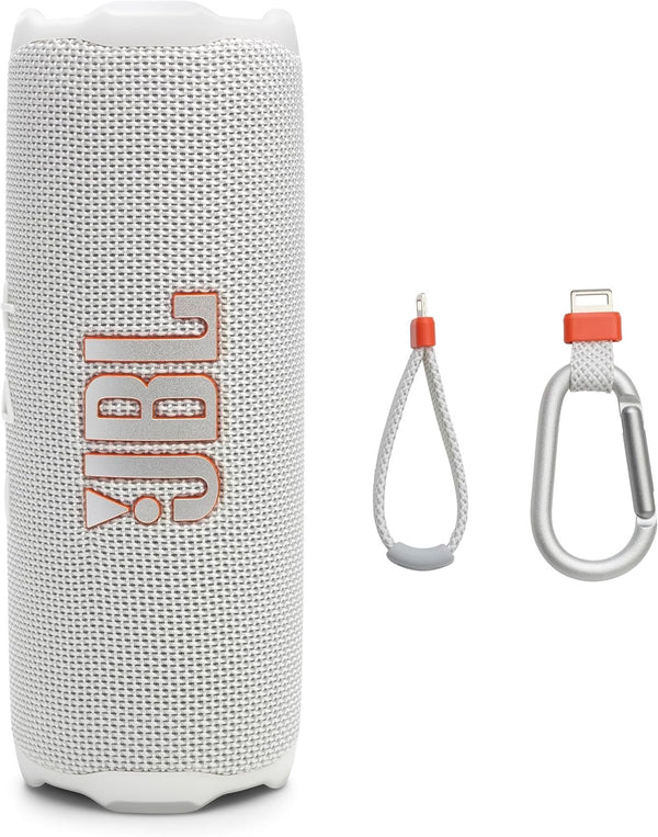 JBL Flip 7 - Portable Waterproof and Drop-Proof Speaker, Bold Pro Sound with AI Sound Boost, 16Hrs of Playtime, and PushLock System with Interchangeable Accessories (White) (Renewed)