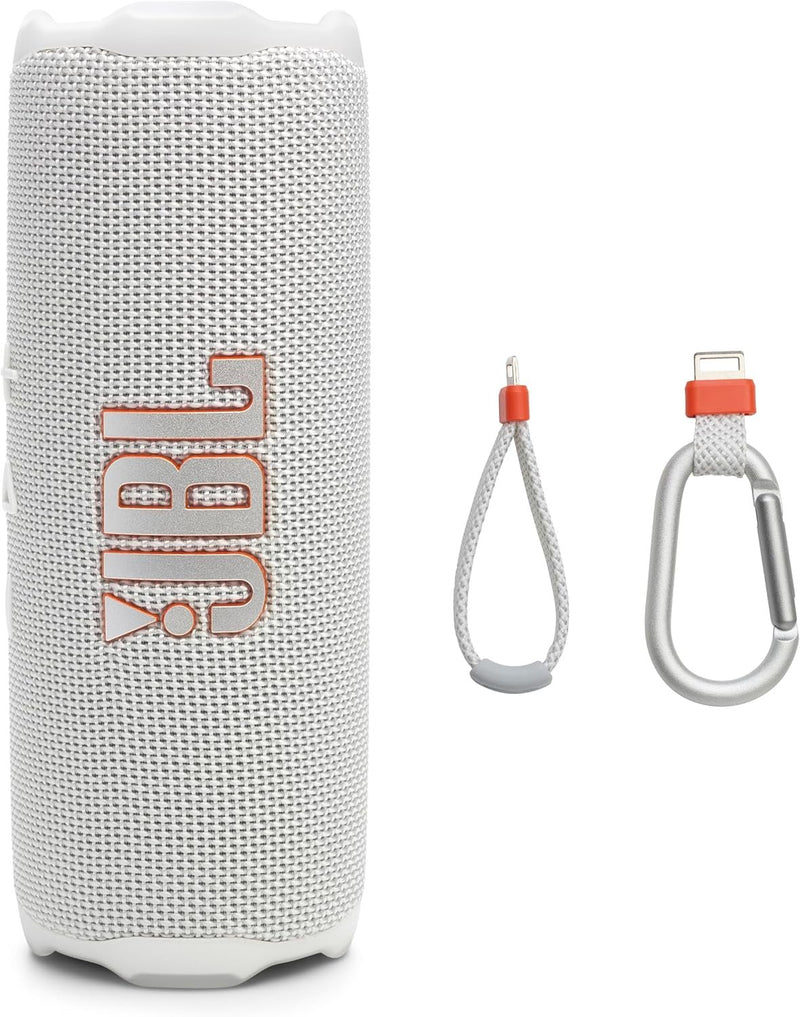 JBL Flip 7 - Portable Waterproof and Drop-Proof Speaker, Bold Pro Sound with AI Sound Boost, 16Hrs of Playtime, and PushLock System with Interchangeable Accessories (White) (Renewed)