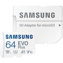 Samsung MB-MC64KA/AM EVO Plus and Adapter microSDXC Memory Card, 64GB - (2-Pack)