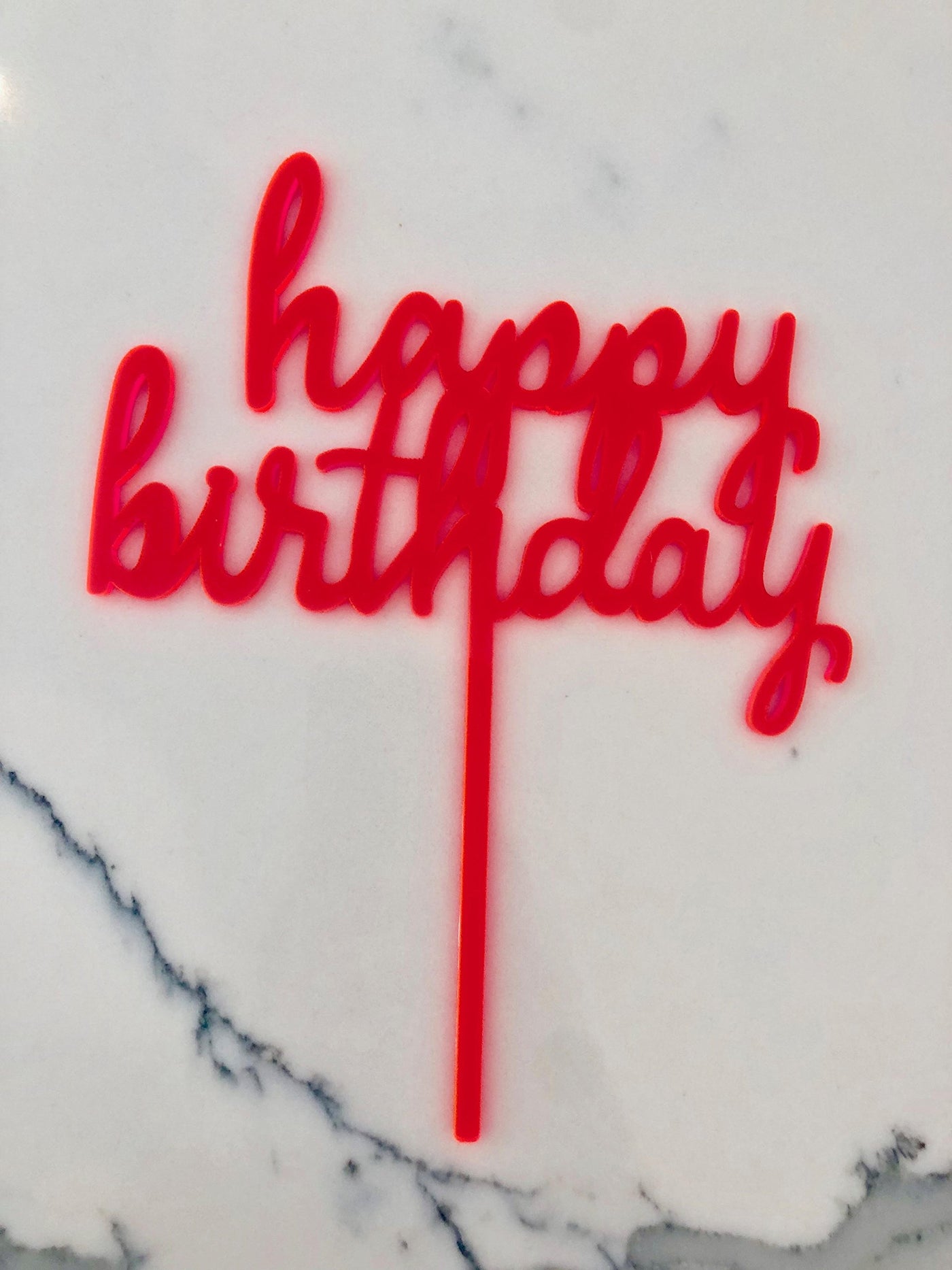 ICON Neon Pink Acrylic Happy Birthday Cake Topper Party Baking Decoration - Deals Daily US