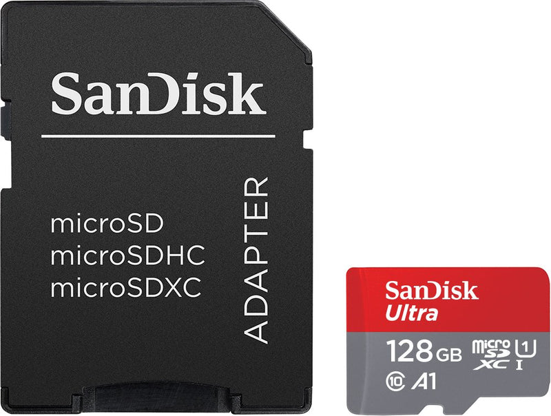 SanDisk 128GB Ultra microSDXC UHS-I Memory Card with Adapter - C10, U1, Full HD, A1, Micro SD Card - SDSQUAR-128G-GN6MA