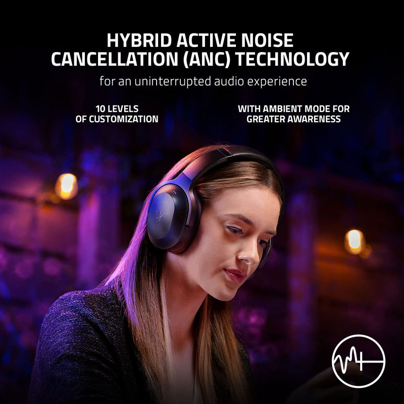 Razer Barracuda Pro Wireless Gaming & Mobile Headset (PC, PlayStation, Switch, Android, iOS): Hybrid ANC - 2.4GHz Wireless + Bluetooth - THX AAA - 50mm Drivers - Integrated Mic - 40 Hr Battery - Black