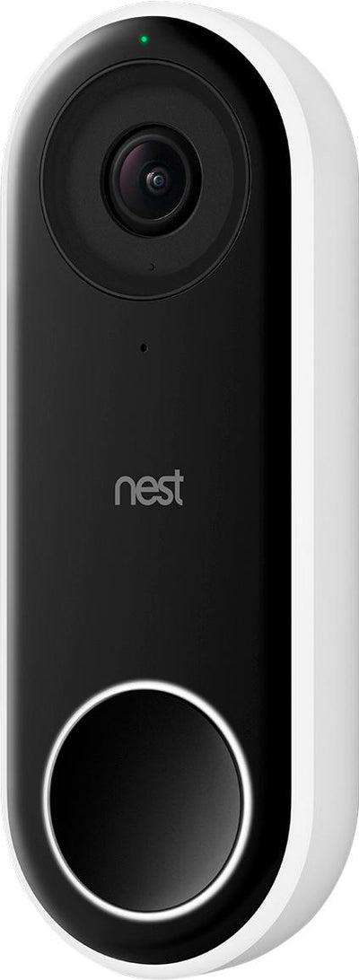 Nest Hello Smart Wi-Fi Video Doorbell, White/Black